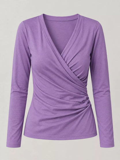 Full Size Surplice Long Sleeve T-Shirt Plus Size