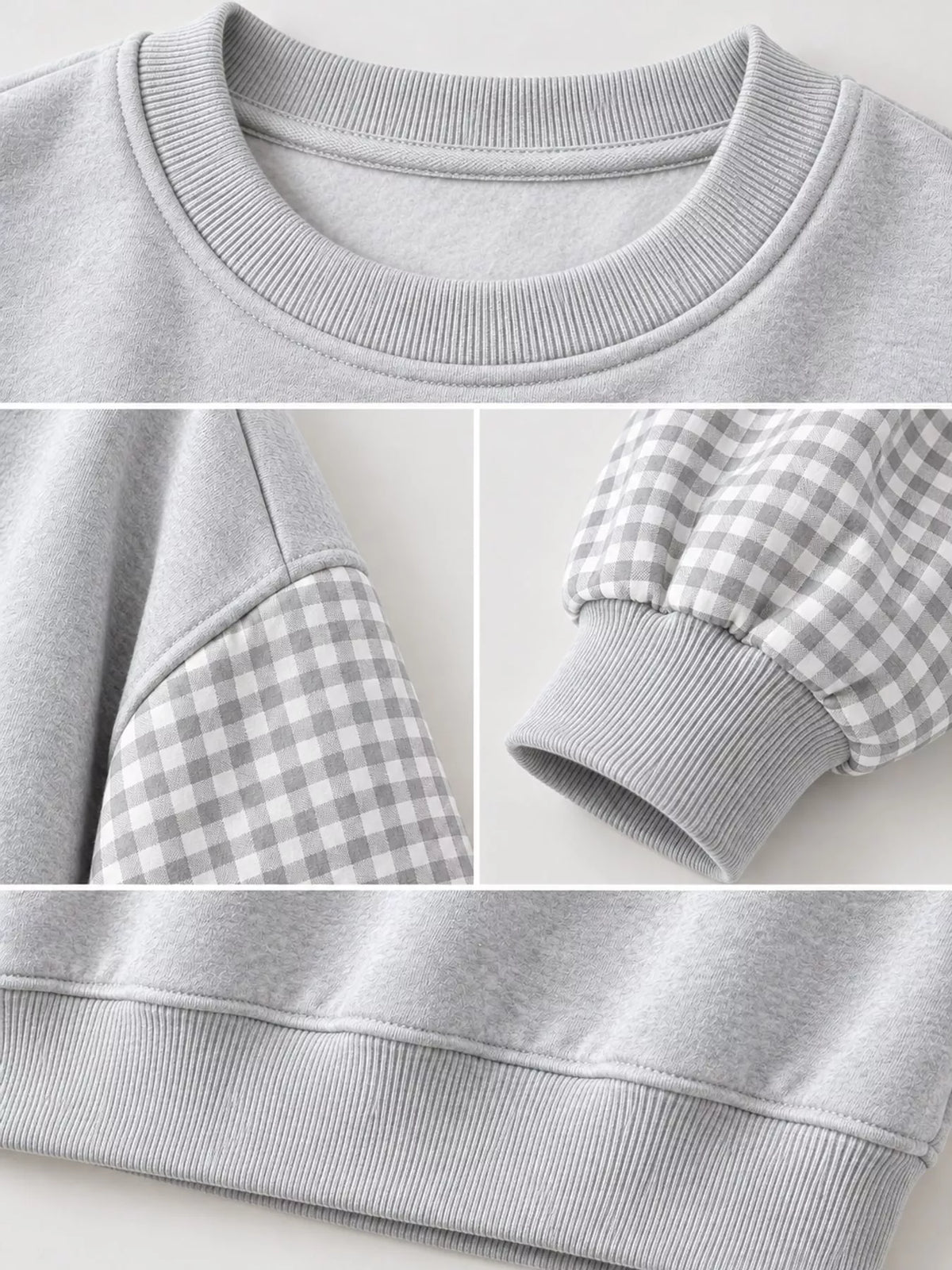 Plaid Dropped Shoulder Sweatshirt