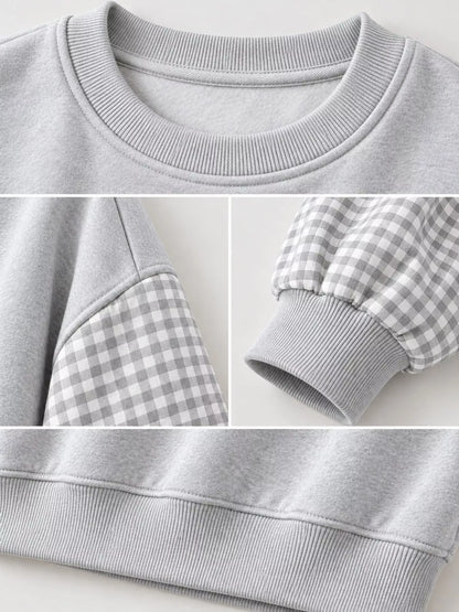Plaid Dropped Shoulder Sweatshirt