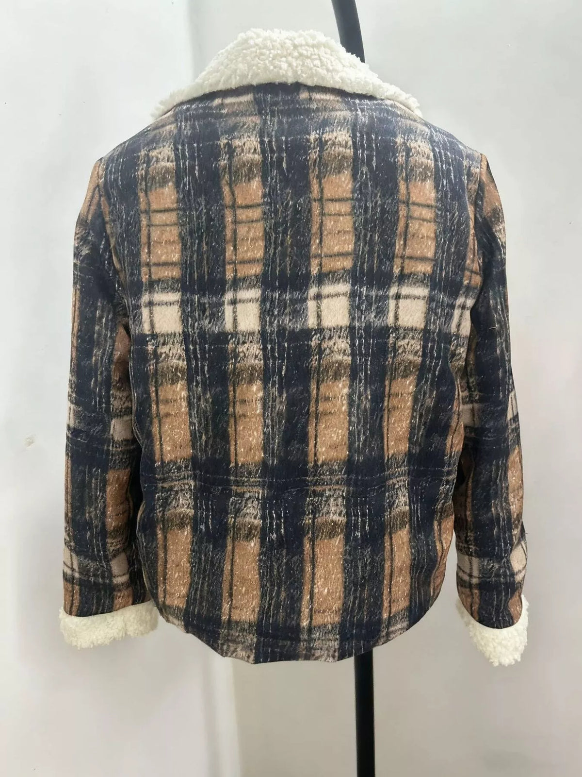 Sherpa-Lined Plaid Button-Down Outerwear
