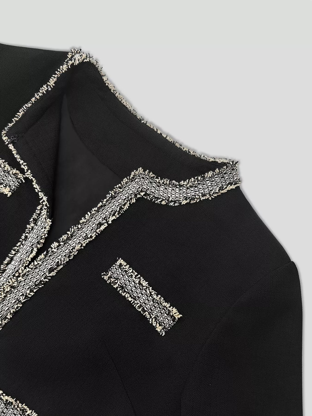 Tweed Trim Open Front Outerwear for Women