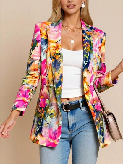 Floral Print Blazer for Women | Colorful Button-Up Jacket