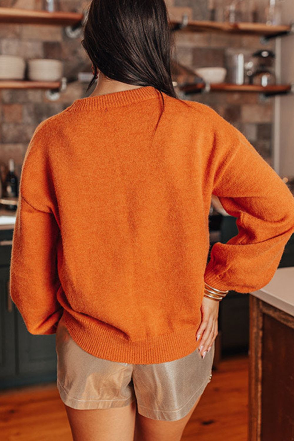 Thanksgiving Round Neck Dropped Shoulder Sweater
