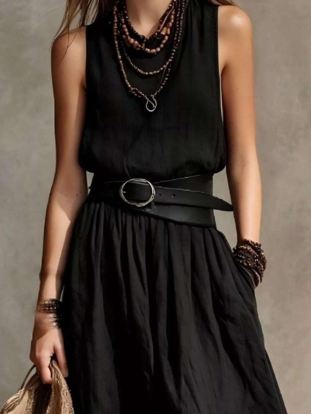 Full Size Round Neck Sleeveless Maxi Dress Plus Size