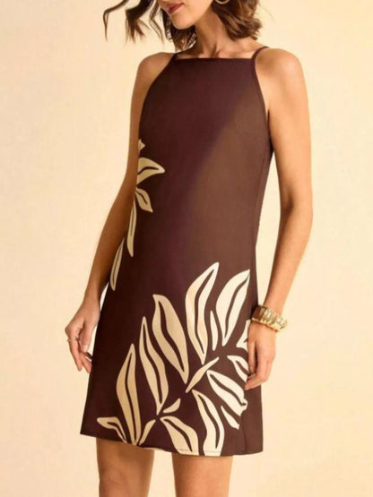 Tropical Print Sleeveless Mini Dress