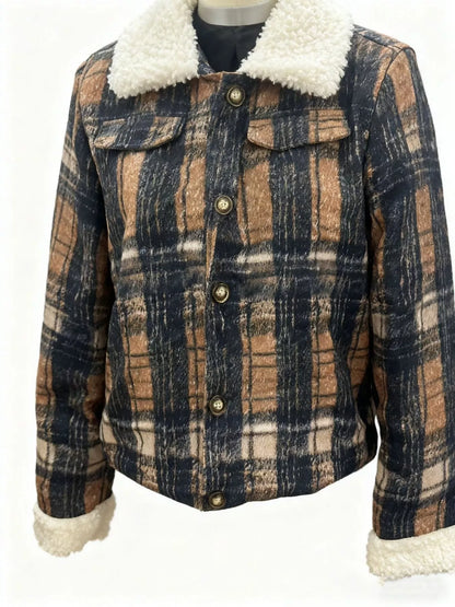 Sherpa-Lined Plaid Button-Down Outerwear