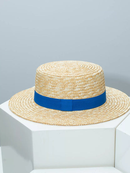 Straw Boater Hat with Ribbon