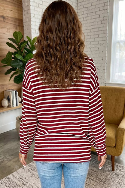 Stripe Drop Shoulder Long Sleeve Top
