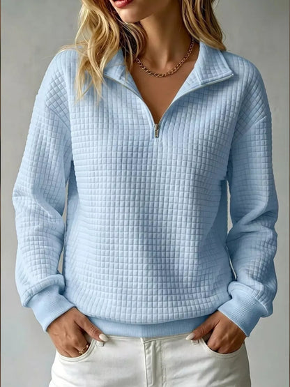 Waffle Knit Quarter-Zip Sweatshirt