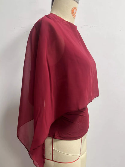 Cape Sleeve Round Neck Blouse