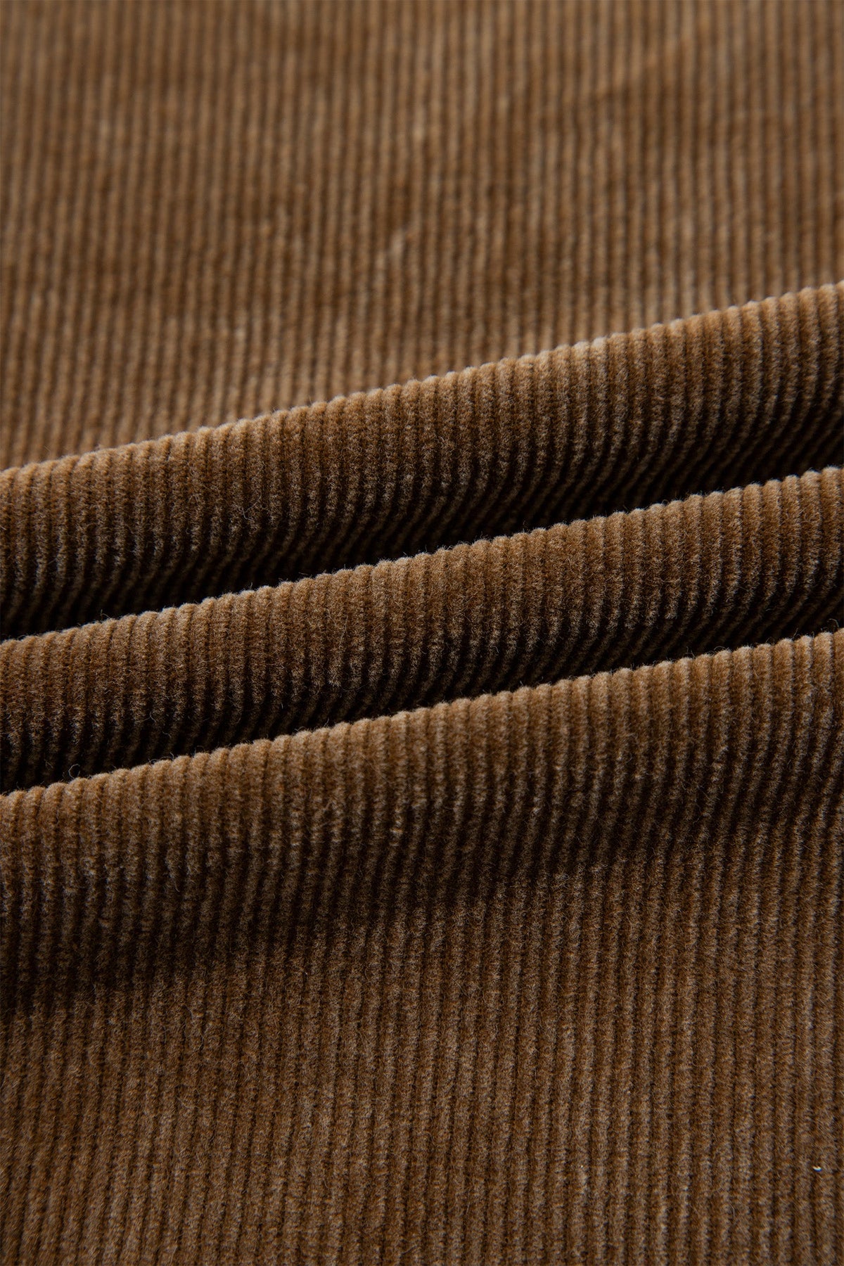 Camel Straight Leg Corduroy Metal Button Zip-up Pants