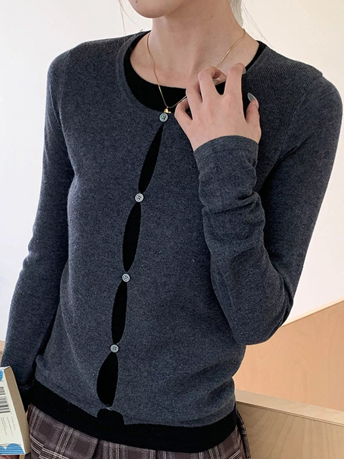 Layered Look Long Sleeve Knit Top