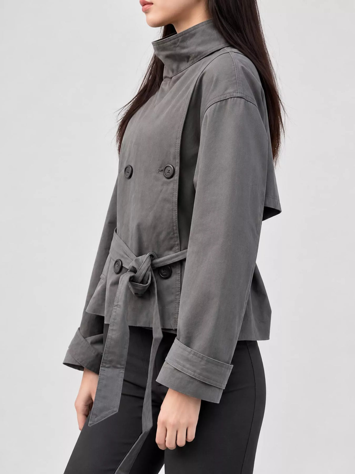 Full Size Double-Breasted Belted Trench Outerwear Plus Size