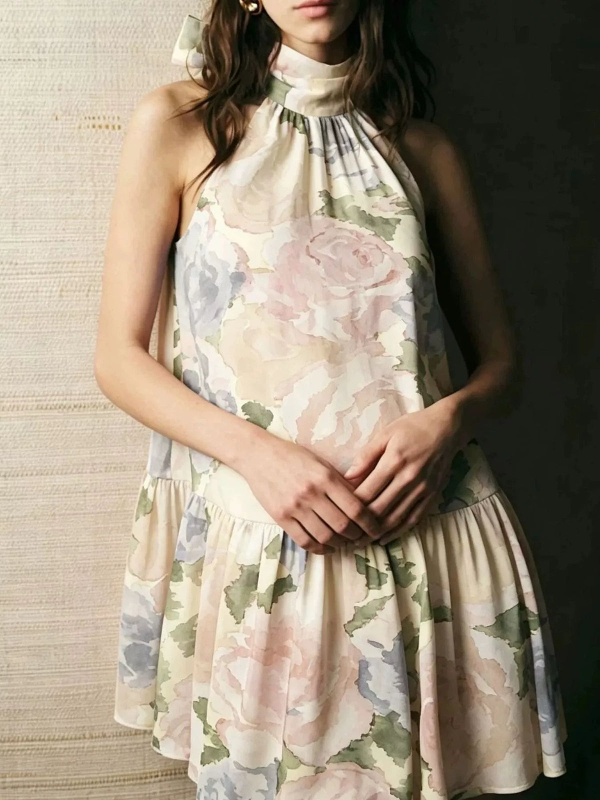 Full Size Floral Print Sleeveless Mini Dress Plus Size