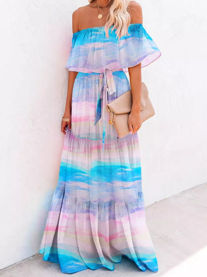 Full Size Off-Shoulder Tiered Maxi Dress Plus Size