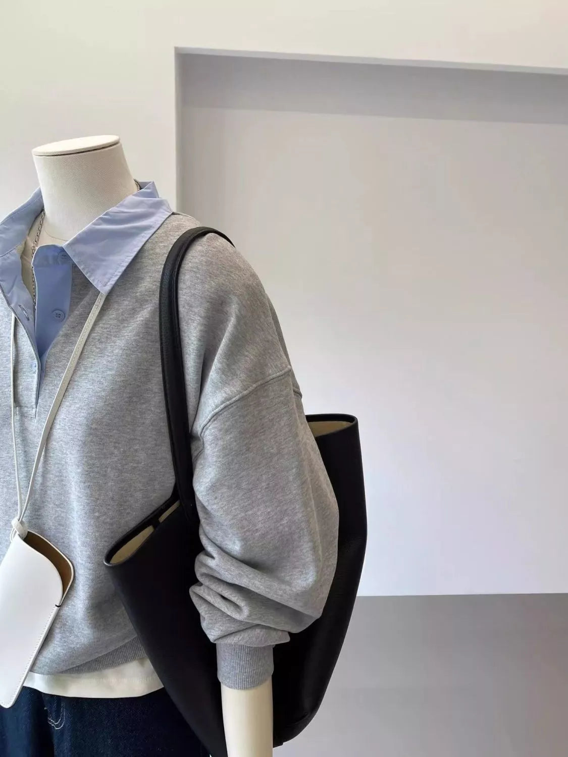Polo-Collar Layered-Look Sweatshirt