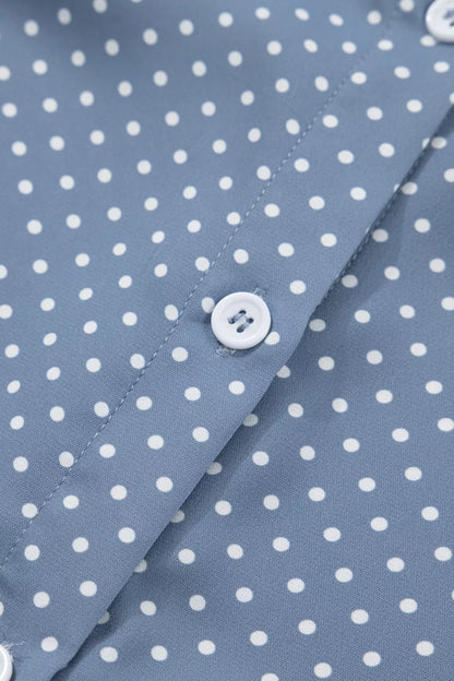Dotted Print Cuffed Short Sleeve Shirt