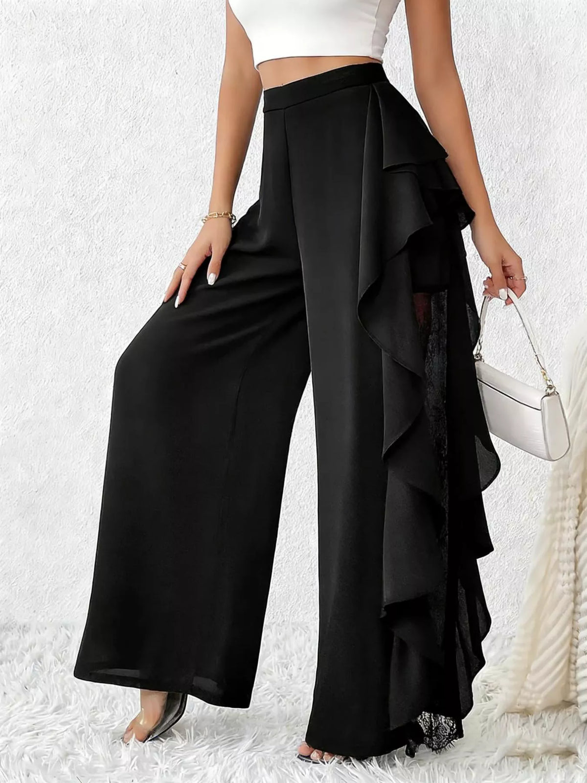 Ruffled Wide Leg Pants