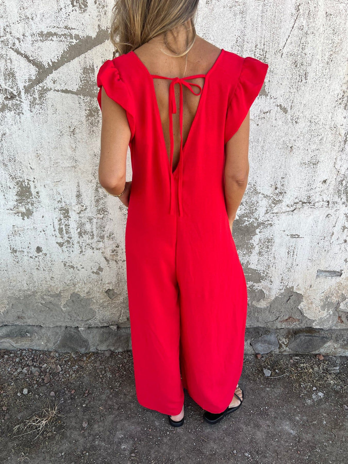 Women's V-Neck Leopard Print & Solid Jumpsuit