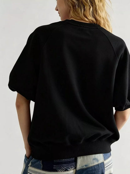 Full Size Raglan Short-Sleeve Sweatshirt Plus Size