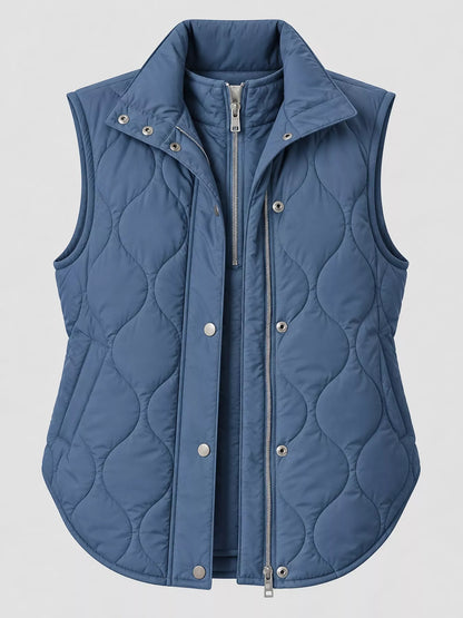 Quilted Snap Button Vest Coat