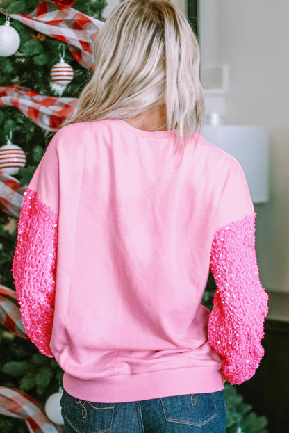 | Valentine’S Day Sequin Heart Long Sleeve Sweatshirt