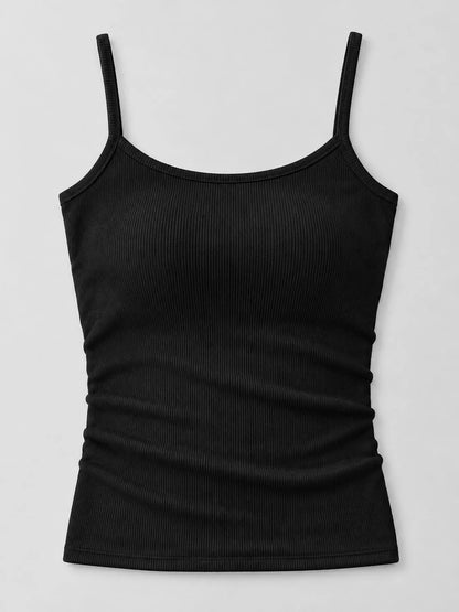 Slim-Fit Ribbed Square Neck Cami Top