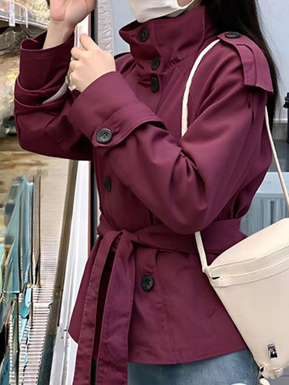 Full Size Double-Breasted Belted Trench Outerwear Plus Size