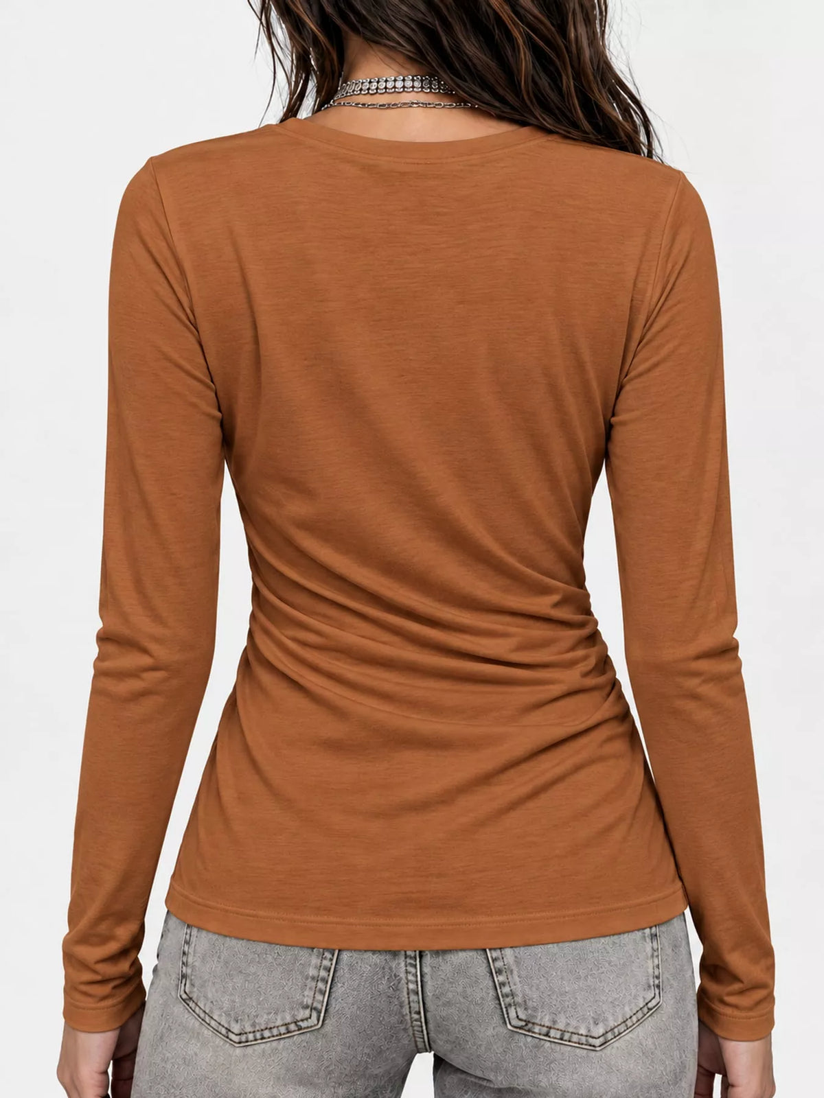 Full Size Surplice Long Sleeve T-Shirt Plus Size