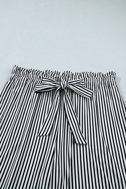 Black Stripe Plus Size Loose Straight Casual Pants