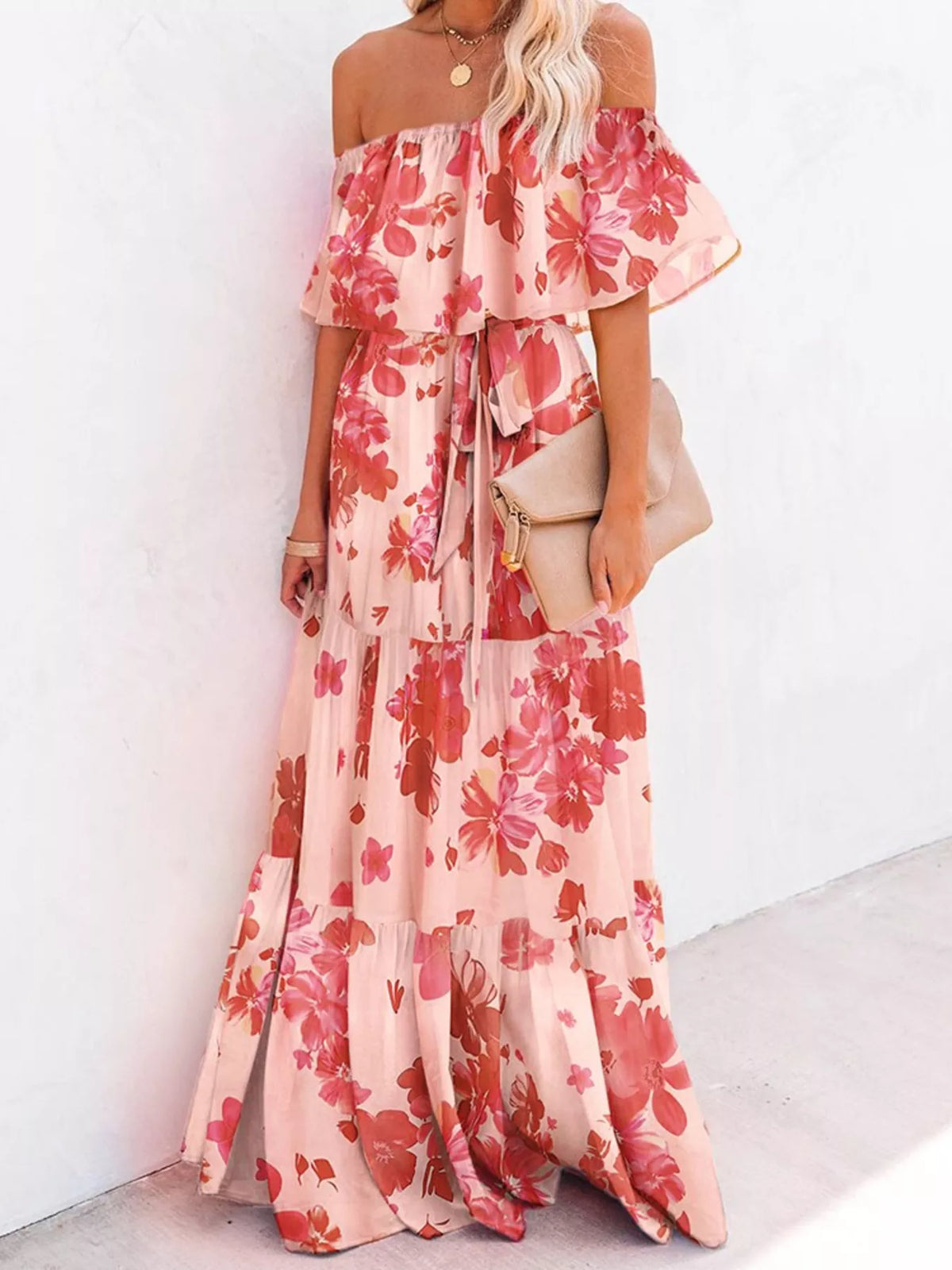 Full Size Off-Shoulder Tiered Maxi Dress Plus Size