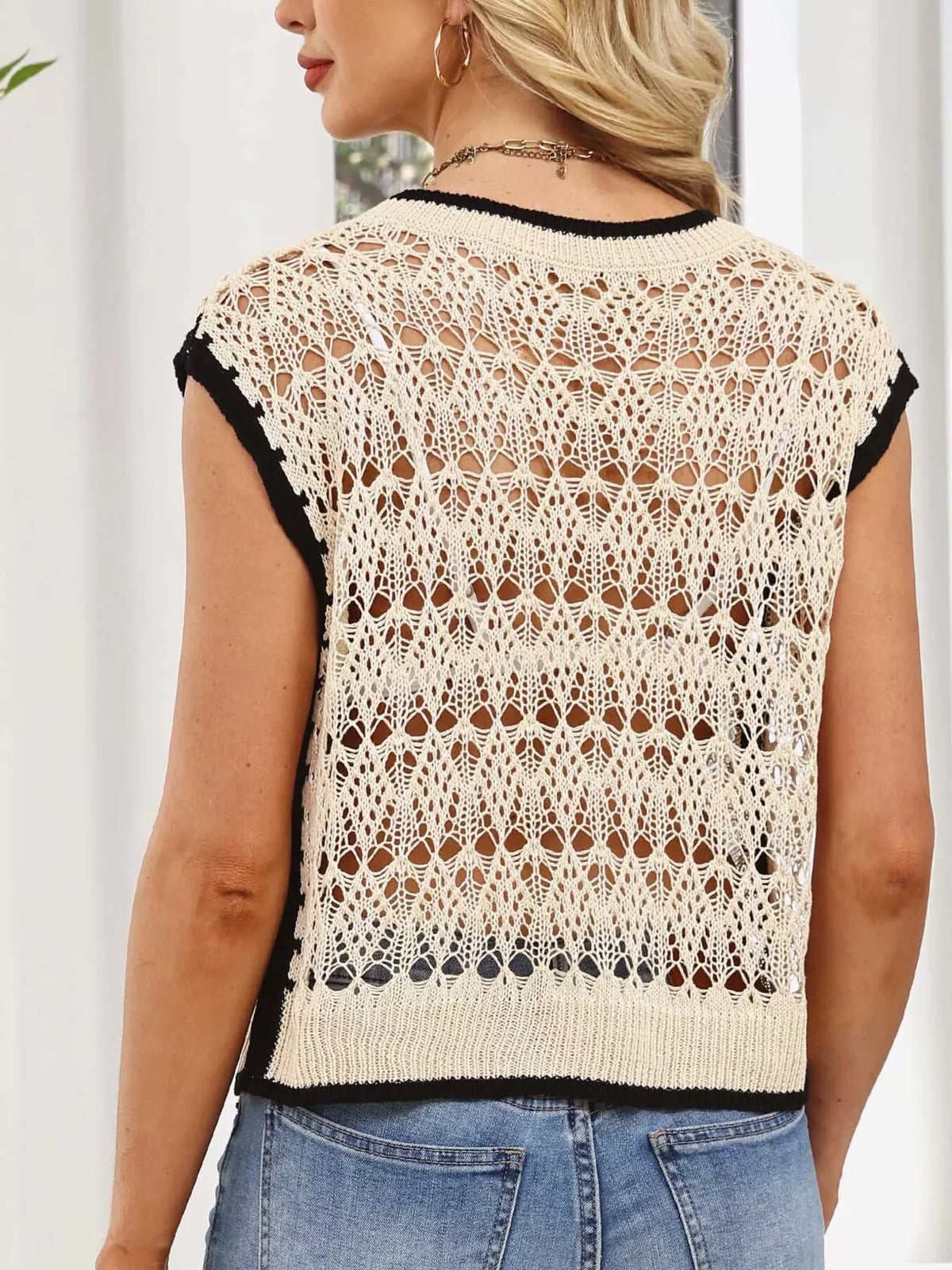 Round Neck Crochet Knit Cover Up