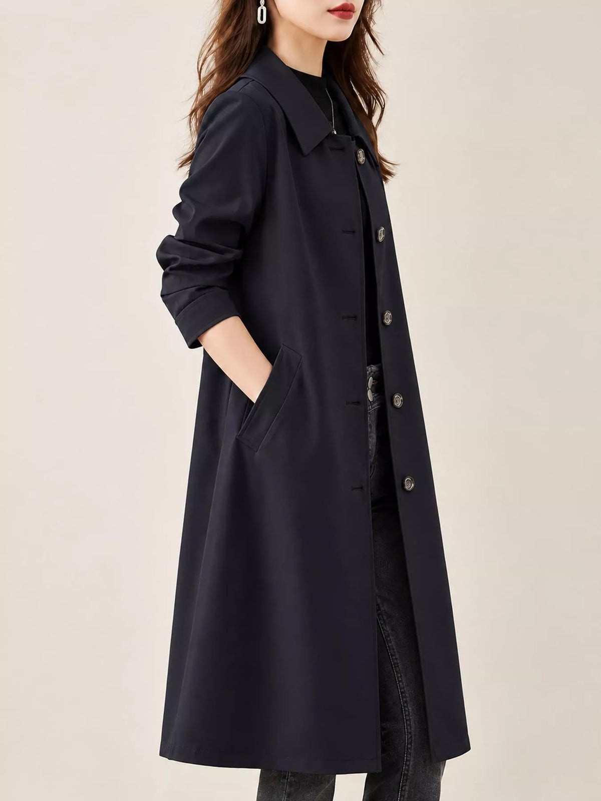 Plus Size Button Up Longline Coat