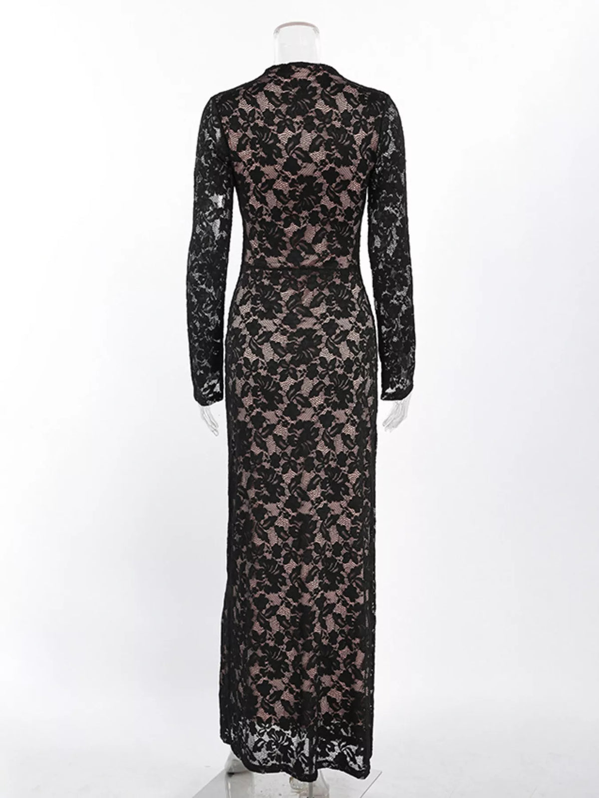 Lace Long-Sleeve Bodycon Maxi Dress