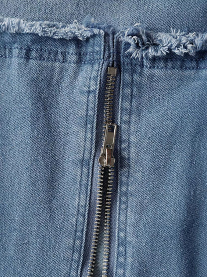 Slit Sleeveless Hooded Denim Maxi Dress