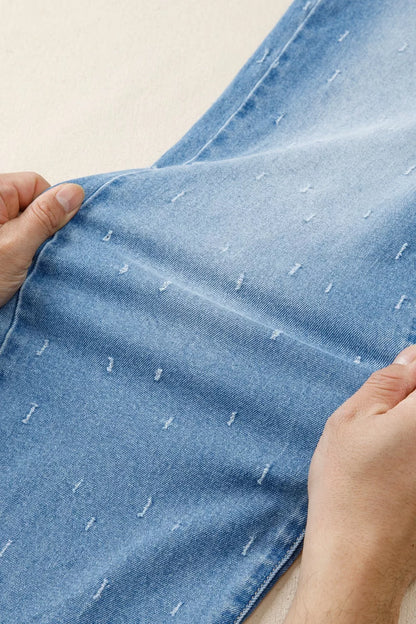 Distressed Detail Tummy Control Raw Hem Jeans