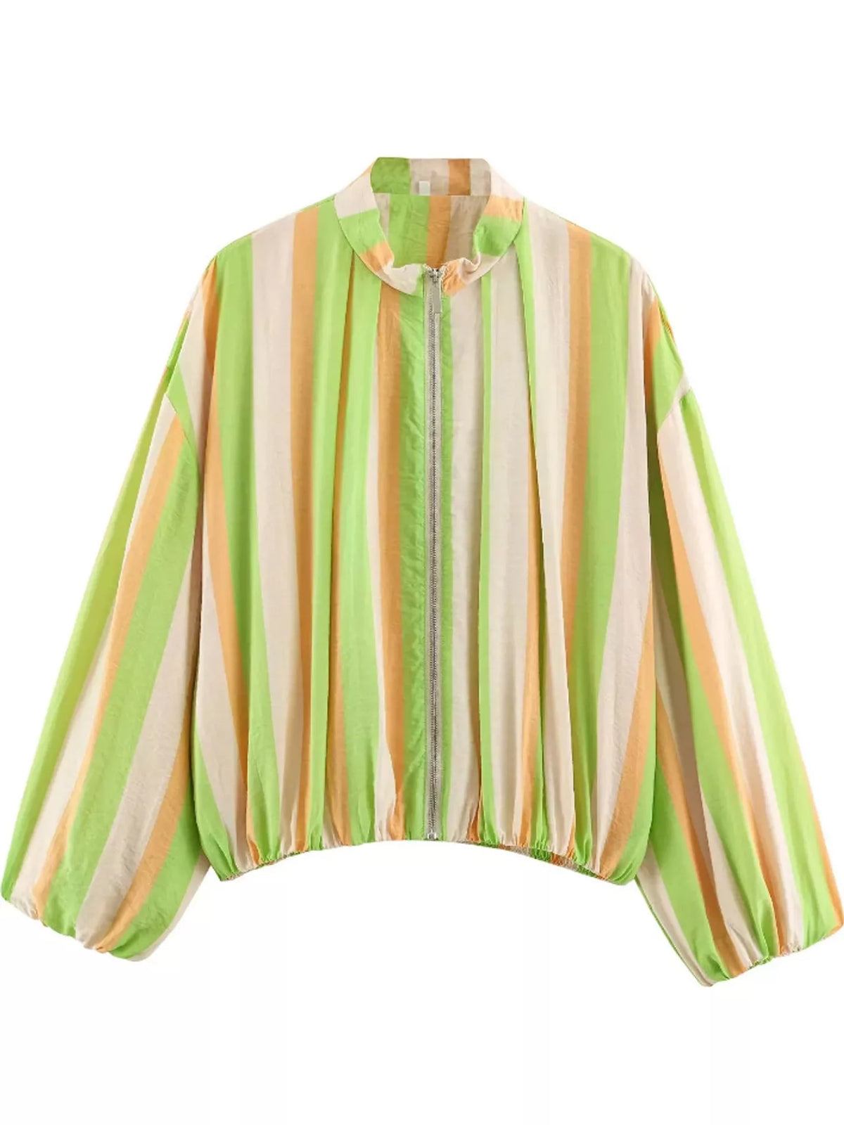 Vibrant Striped Lightweight Zip-Up Jacket