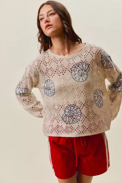 SO ME Seashell Lightweight Sweater Top