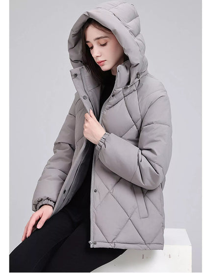 Quilted Waist Belt Hooded Puffer Outerwear