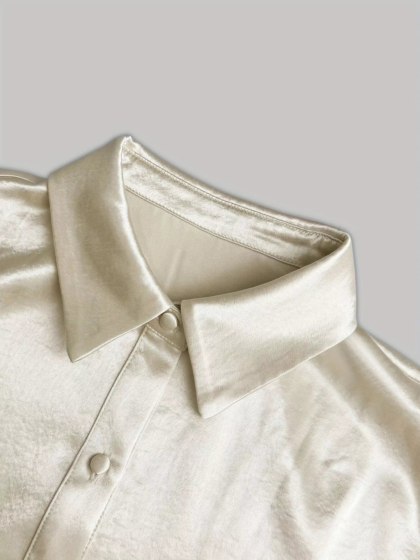 Elegant Satin Button-Down Shirt Dress