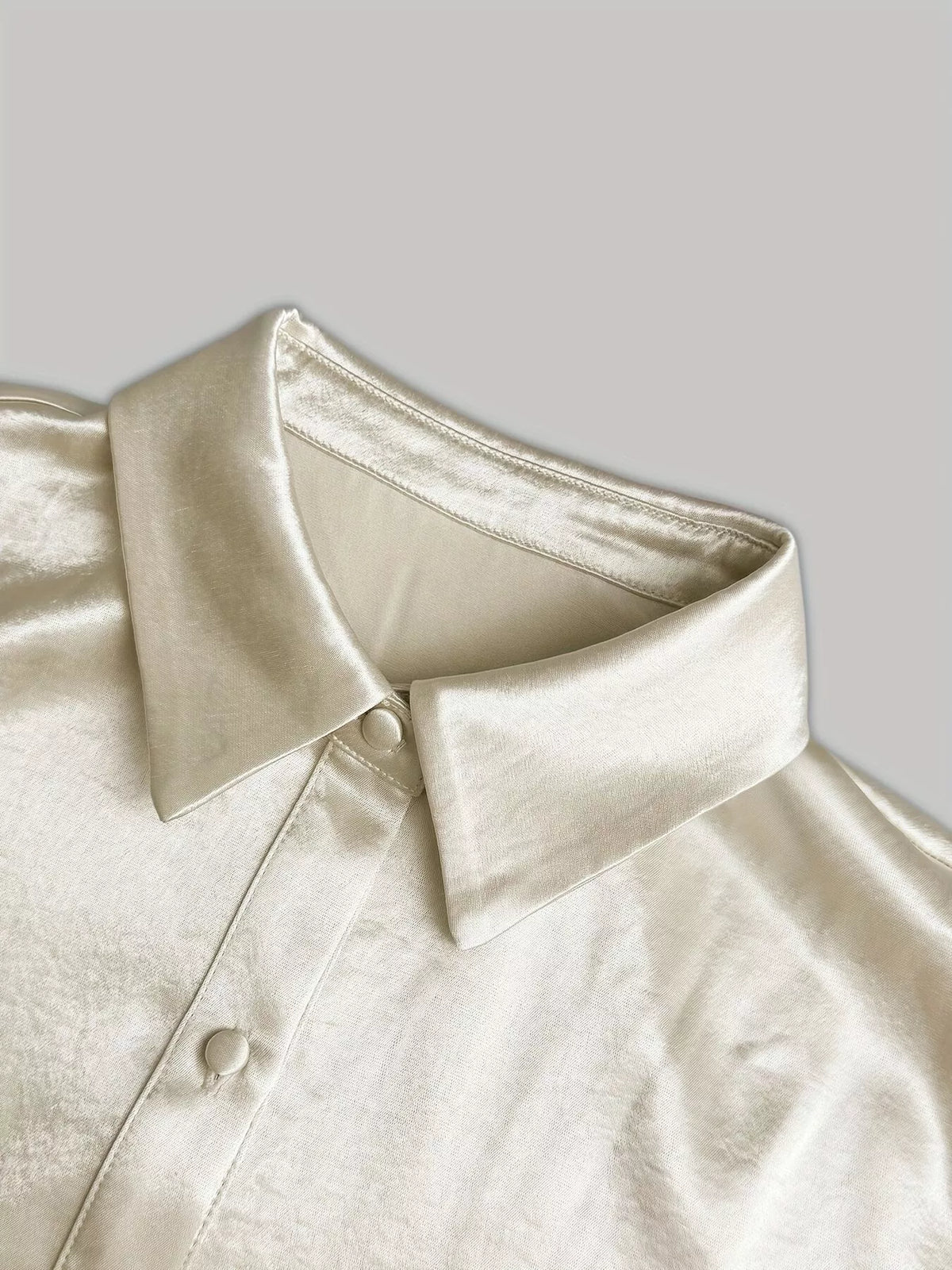 Elegant Satin Button-Down Shirt Dress
