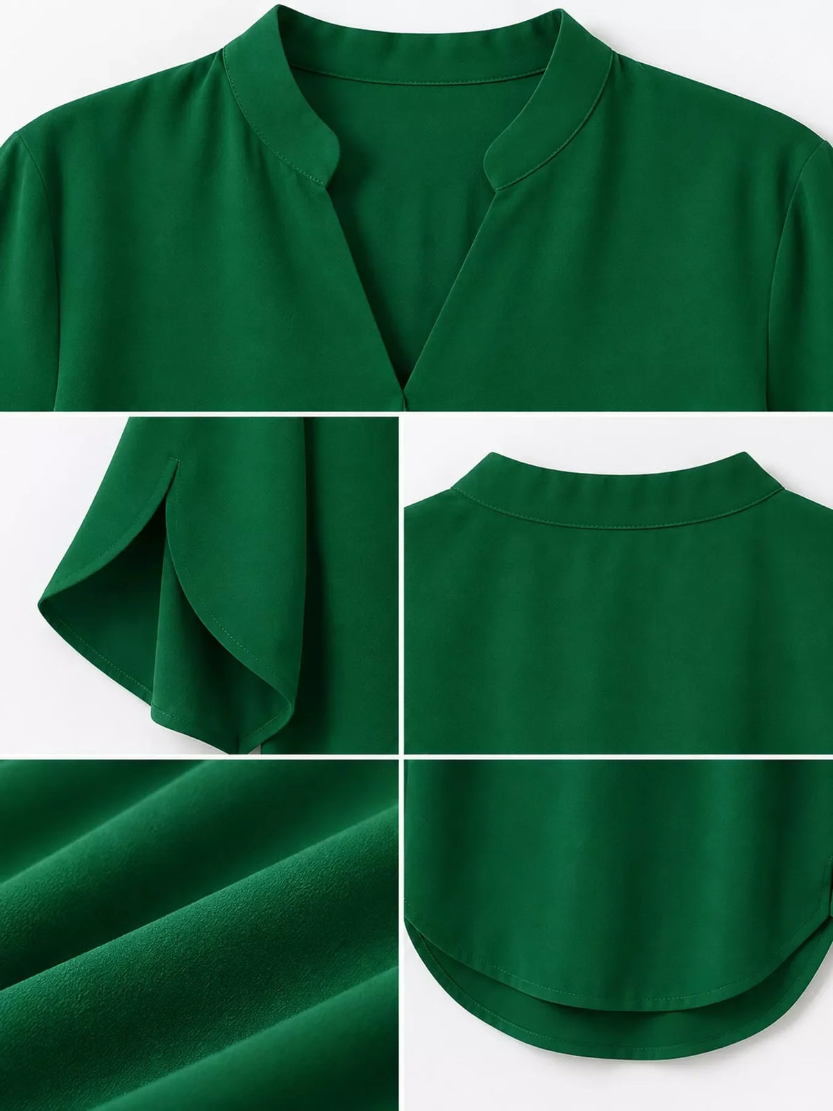 Notched Slit Short Sleeve Blouse