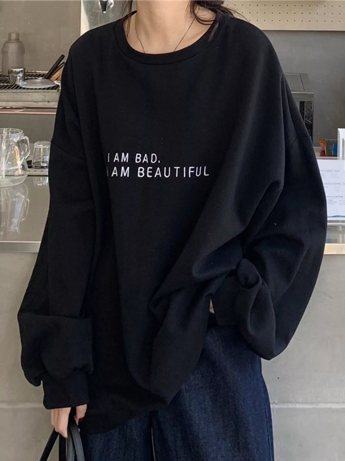 Letter Graphic Crew Neck Sweatshirt