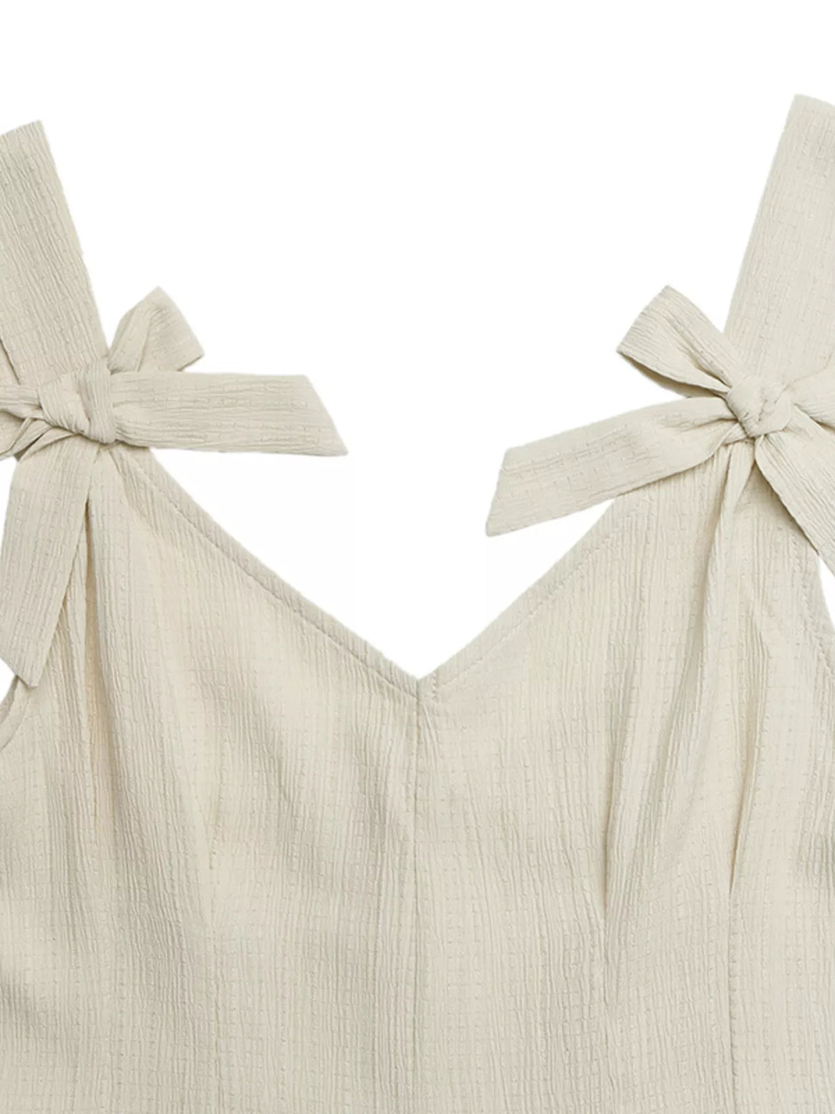 Bowknot Strap Pleated Detail Romper