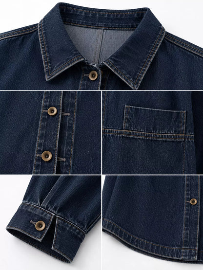 Full Size Oversized Button Up Denim Shacket Plus Size