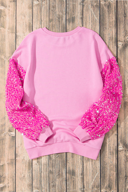 | Valentine’S Day Sequin Heart Long Sleeve Sweatshirt