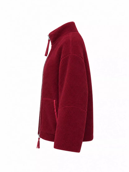 Oversized Cozy Sherpa Fleece Zip-Up Jacket