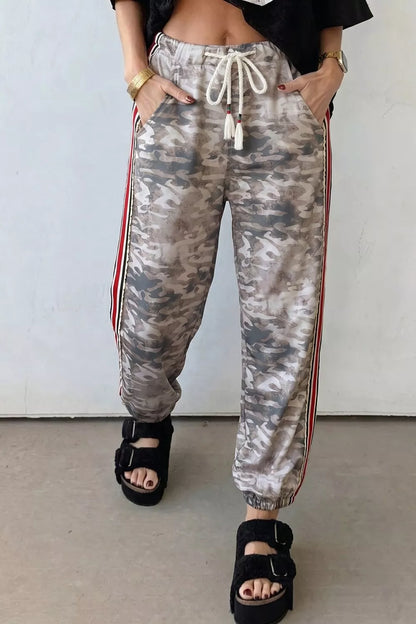 Camo Print Drawstring Waist Joggers