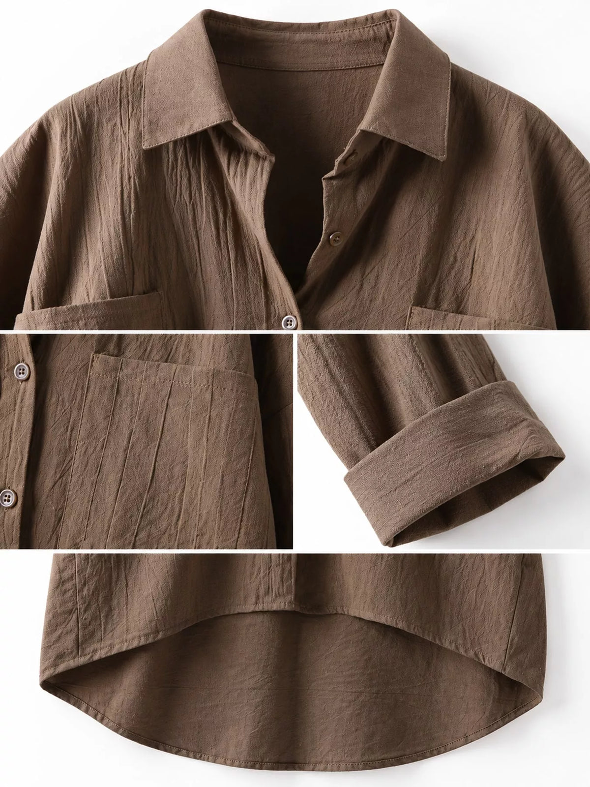 Full Size Casual Button-Down Shirt with Dual Chest Pockets Plus Size