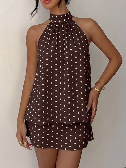 Polka Dot Halter Neck Mini Dress